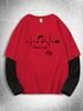 Men's Segment Spliced Long Sleeve Tee, Quick Dry Breathable Tops, Regular Fit for City Stroll, Daily Errands, Outdoor Commute, Weekend Wear