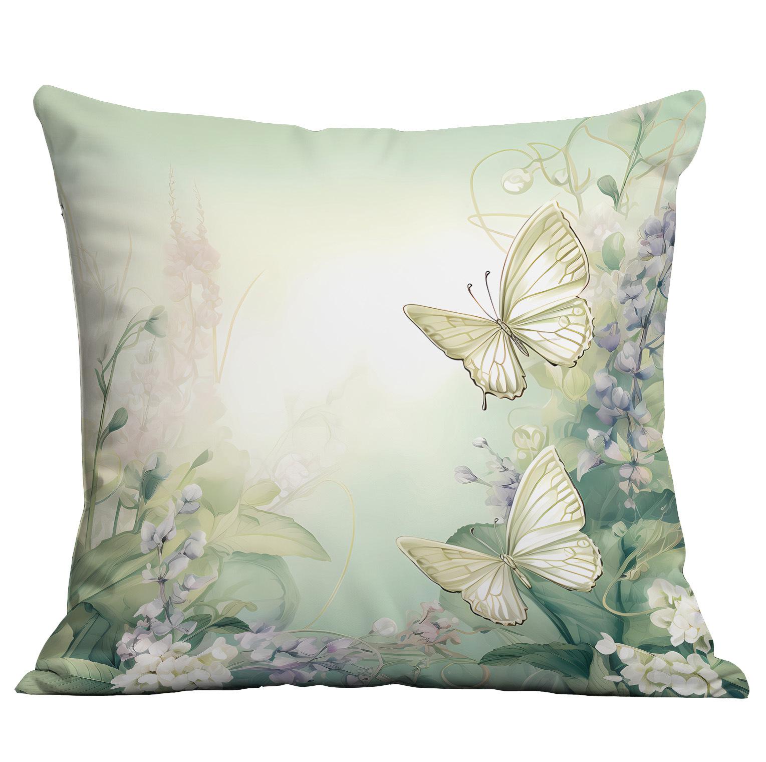

Новая весенняя наволочка с принтом «Бабочка и Ландыш», маленькая, свежая, короткая плюшевая наволочка, чехол для подушки на диван в гостиную 45 * 45Cm