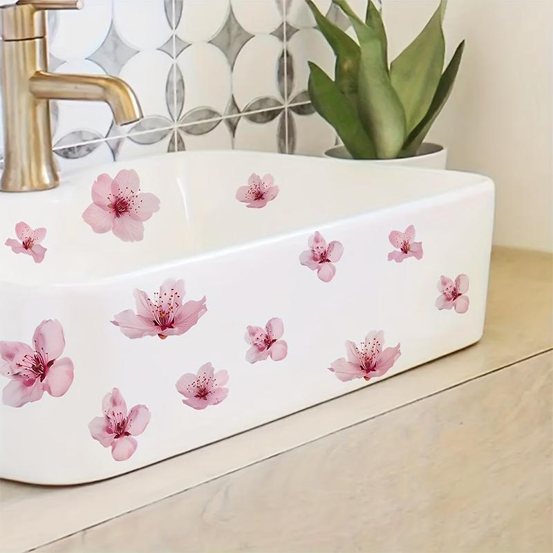 Floral Bathroom Sink Stickers Removable Self-Adhesive Waterproof Bathroom Toilet Decorative Sticker Bathtub Sticker Home Decor