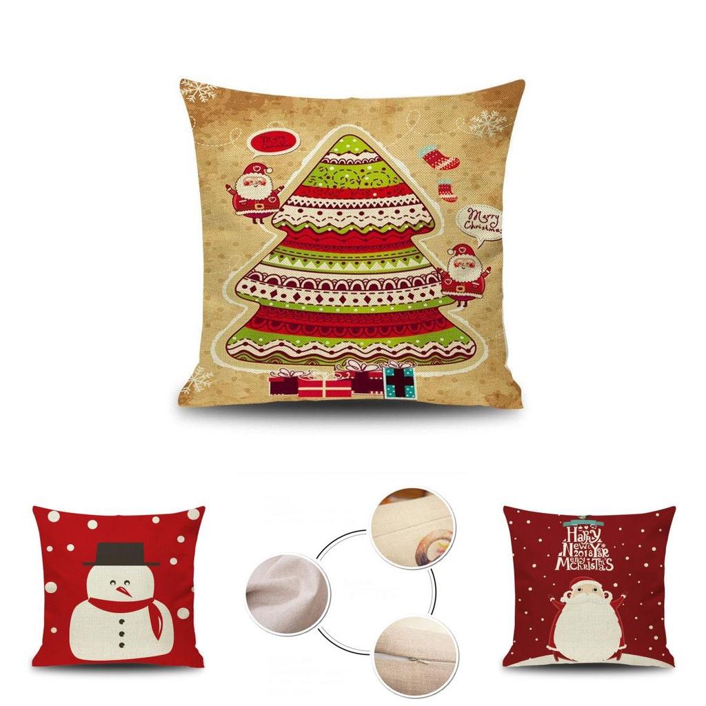 Festlicher Weihnachtskissenbezug mit Weihnachtsmann und Schneemann für gemütliche Heimdekoration