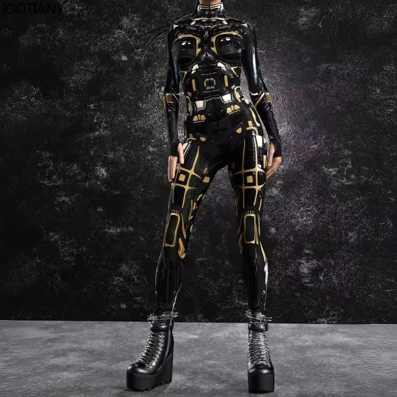 Ny Halloween Mekanisk Rustning Jumpsuit Cyberpunk Rustning Kriger Cosplay Kattedrakt 3d-trykk Voksen Zentai-drakt Karnevalsparty Sett