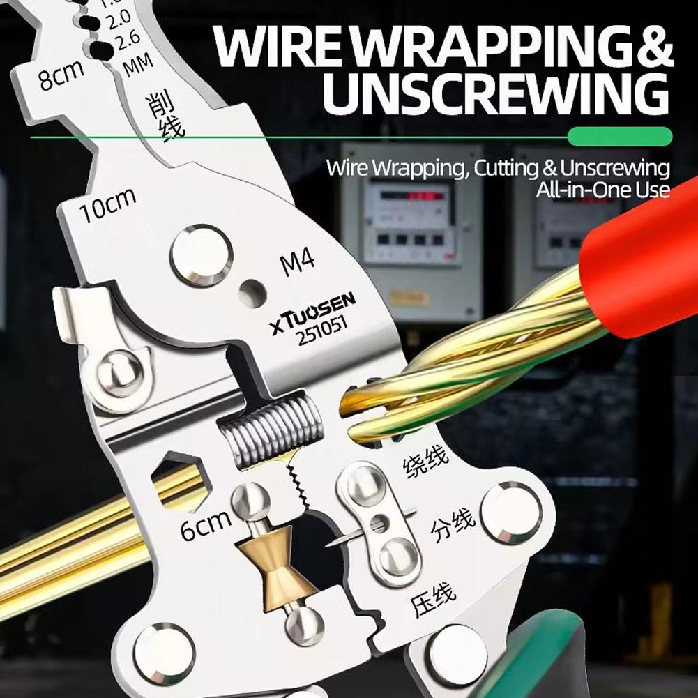 Foldable Wire Stripping Pliers Voltage Testing Cable Cutting Crimping Pliers Multifunctional Wire Stripper Electrician Pliers