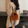 Plush Bag Women's Hand Bag 2025 New Fashion Niche Chain Messenger Bag Winter Plush Bucket Bag