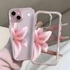Romantic Pink Lily Clear Phone Case For iPhone 17 16 15 14 13 12 11 Pro Max 17 Air Plus 2 In 1 Candy Color Silicone Soft Cover