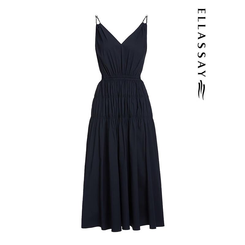 ELLASSAY Women's Autumn/Winter Cotton Blend Deep V-neck Dress