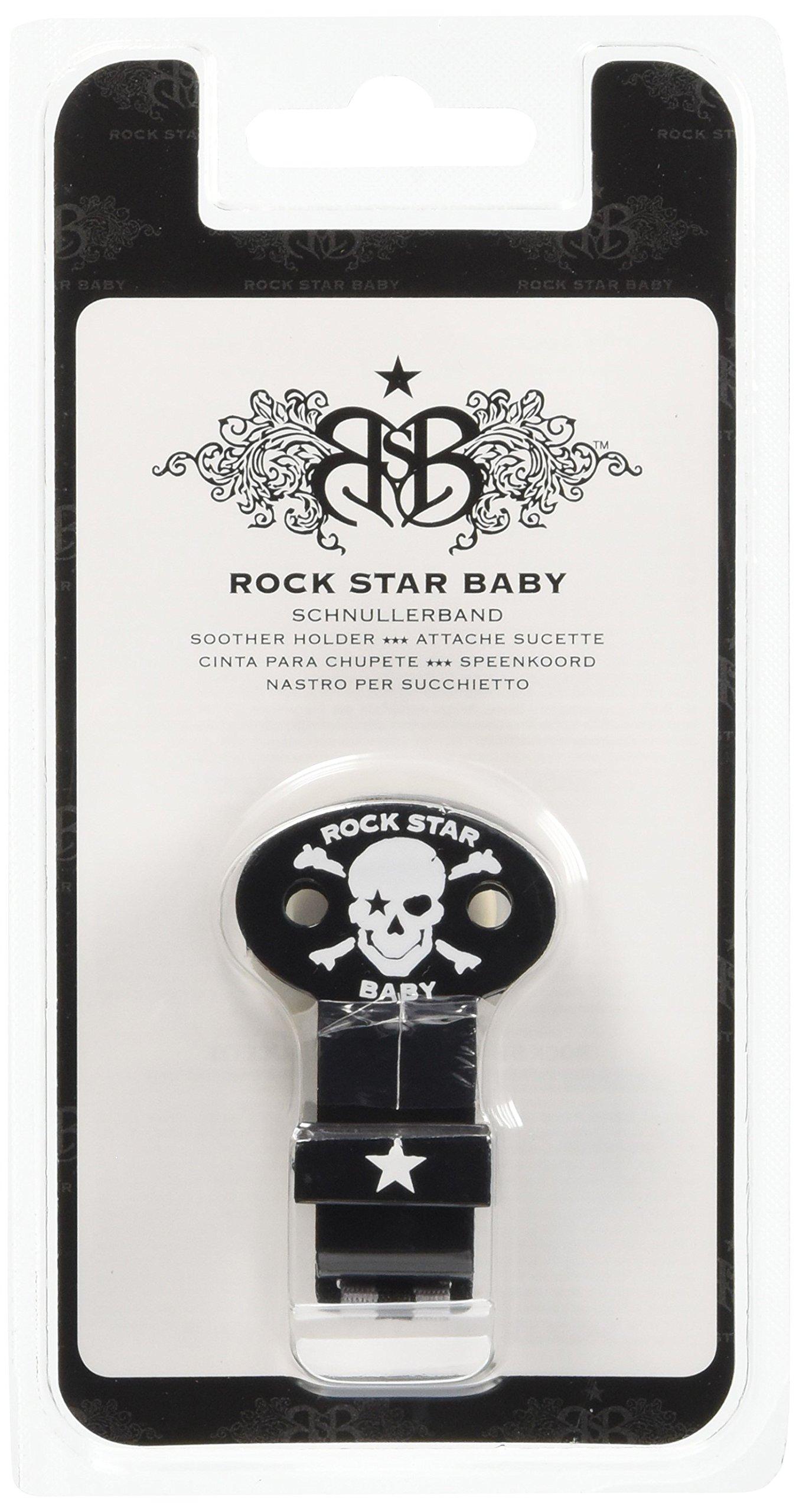 

ROCK STAR BABY Pacifier Holder, Skull, Black/White