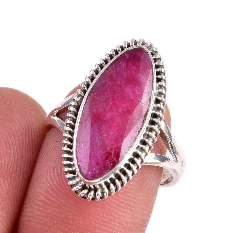 

Красный Рубин(Смоделированный) Подарочное кольцо из серебра 925 пробы с драгоценными камнями ручной работы S.7.5 k3B33