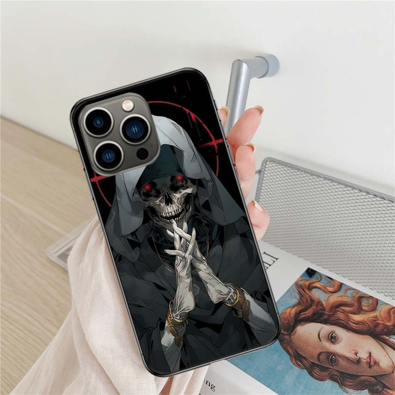 Grim Reaper Skull Skeleton Phone Case For Iphone 17 Air 16 15 Pro Max 14 Plus 16E Coque 13 Pro 12 Mini 11 Clear Cover Silicone C
