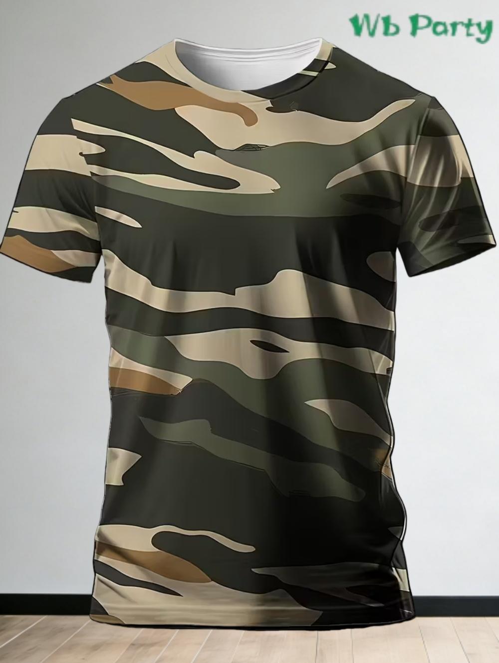Men s Camouflage Clothing Summer Casual and Comfortable Daily T-Shirt Camo 3D Printed Round Neck Short Sleeved Top Men Clothes S
