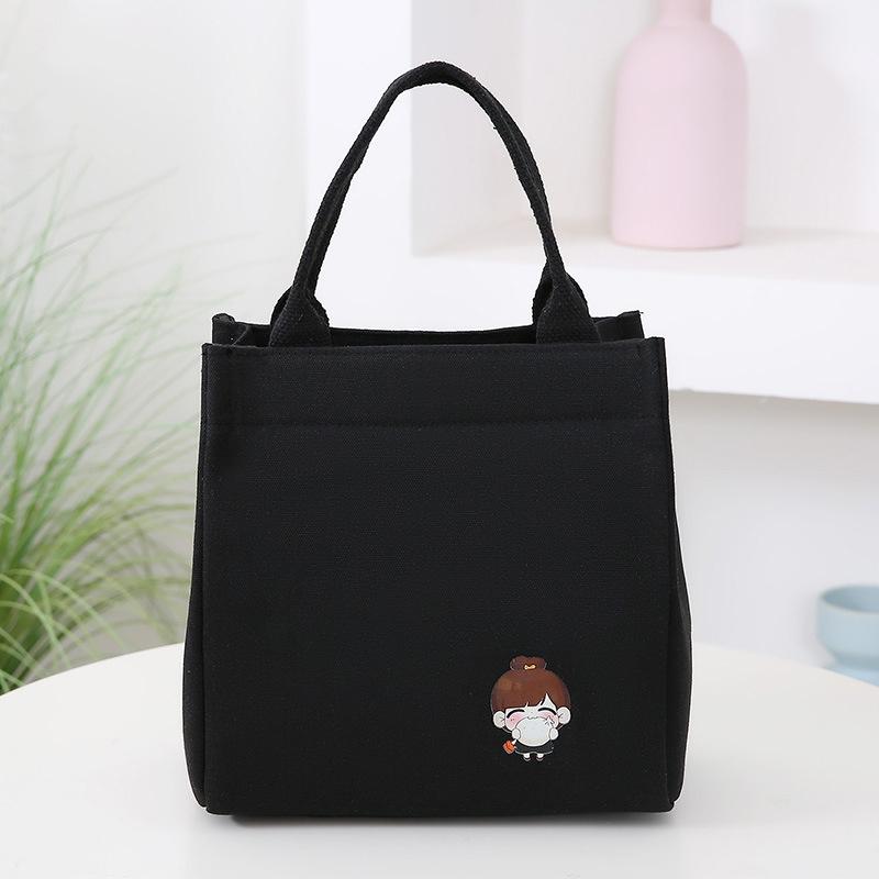 Portable Student Large Capacity Leisure Bento Bag Lunch Box Tote Bag Cartoon Canvas Women Handbag