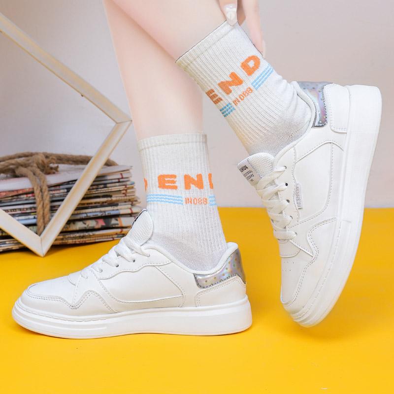 Fashion Shoes Women's Vulcanize New In Casual Classic Solid Color PU Leather Shoes Woman Casual White Shoes Sneakers
