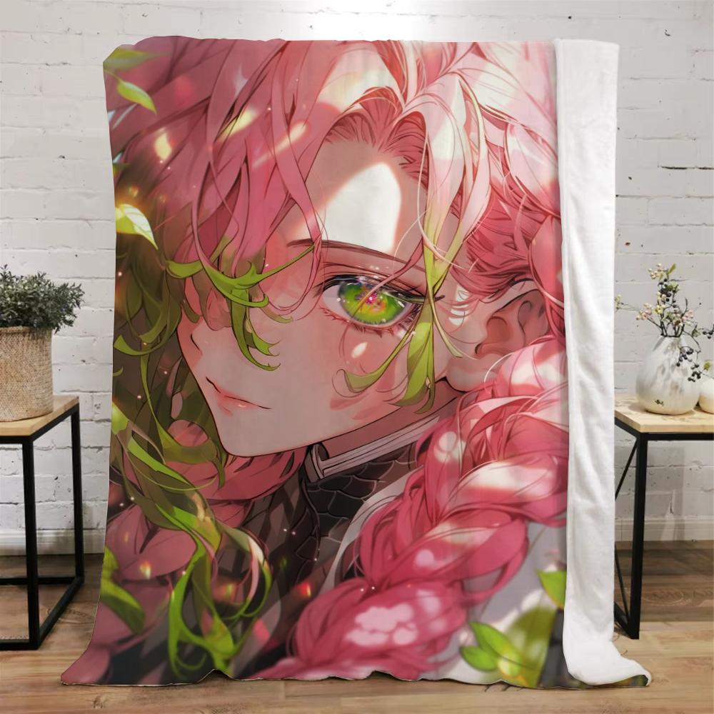 Demon Slayer-Kanroji Mitsuri Warm Winter Blankets for Sofa Cover Blanket Beach Towel Luxury Bedding Fluffy Plaid Bed Throw Knee