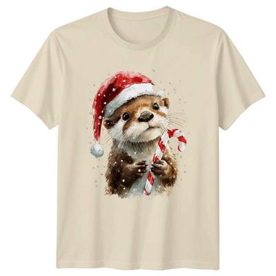 Otter Christmas Tee; Holiday Graphic Shirt; Animal Lovers Gift Unisex Unisex T-Shirt