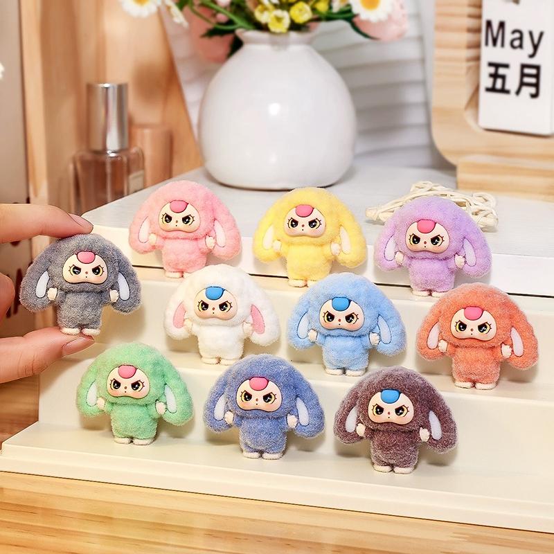 1/2/5/10pcs Trendy Desk Accessorie Mini Cartoon Figures Flocked Doll Ornament Office Accessorie Kawaii Desktop Decor Gifts