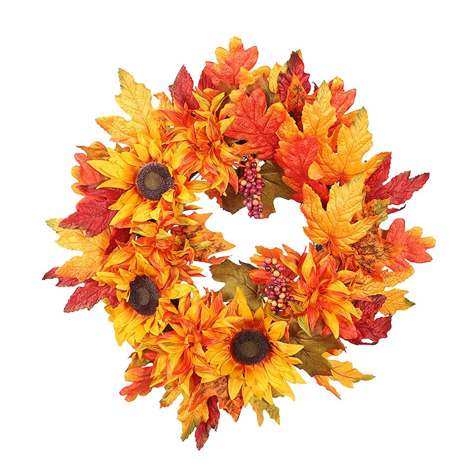 

Венок из ягодных кленовых листьев, венок из искусственных листьев, украшение на дверь, праздничный реквизит, подвесное оконное настенное украшение One Size жёлтый