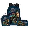 Tierwelt Biest Dreiteiliges Set Rucksäcke für Jungen und Mädchen Beste Geschenke 2D Flacher Cartoon Schulrucksack für Kinder