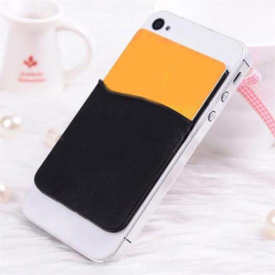 Solid Color Silicone Card Sleeve Earphones ID Credit Storage Phone Back Case