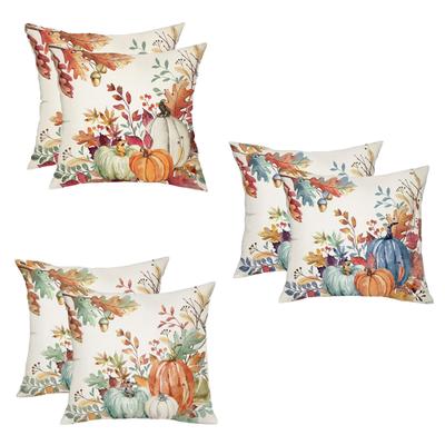 2Pcs Thanksgiving Decor Pillowcase Washable Pumpkin Print Cushion Cover Wear Resist Sofa Linen Pillow Covers for Outdoor Couch