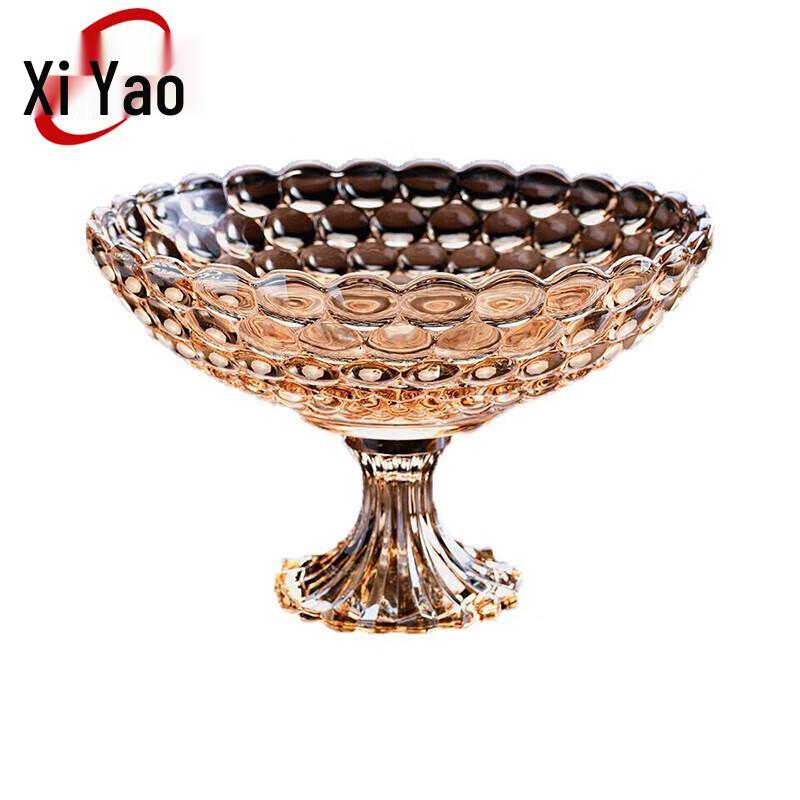 Xiyao European Style Crystal Glass Footed Fruit Bowl