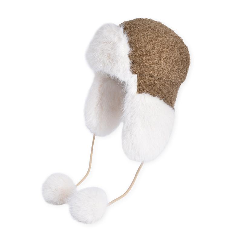 New winter outdoor cold and warm hat women's windproof ear protection big head circumference pullover hat thickened plush