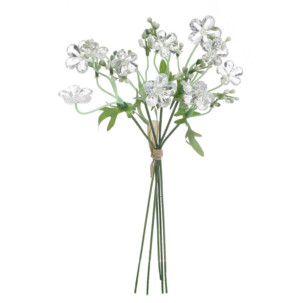 

5 шт. Акриловый хрустальный букет из бусин Искусственный цветок для украшения дома, комнаты, свадьбы DIY Ремесло Венок Подарки Аксессуары 28 см 5Pcs белый