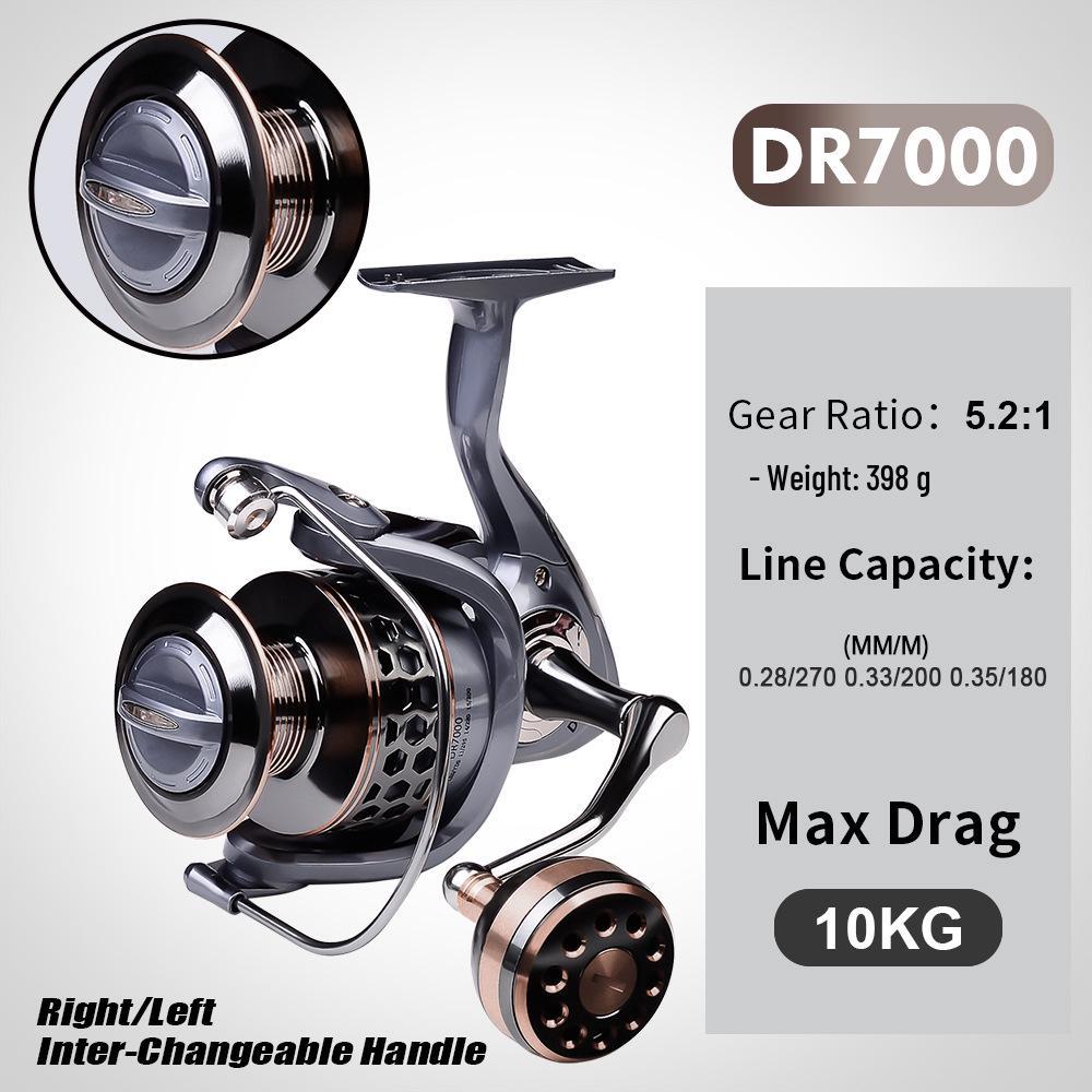 All-Metal Long Cast Spinning Fishing Reel with Lure and Line Compatibility
