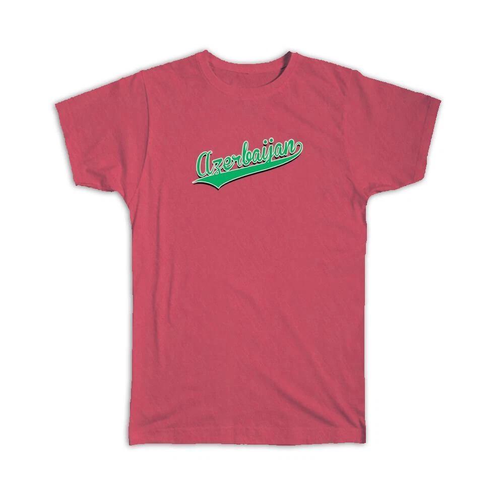 Gift T-Shirt : Azerbaijan Flag College Script Calligraphy Country Azerbaijani XL