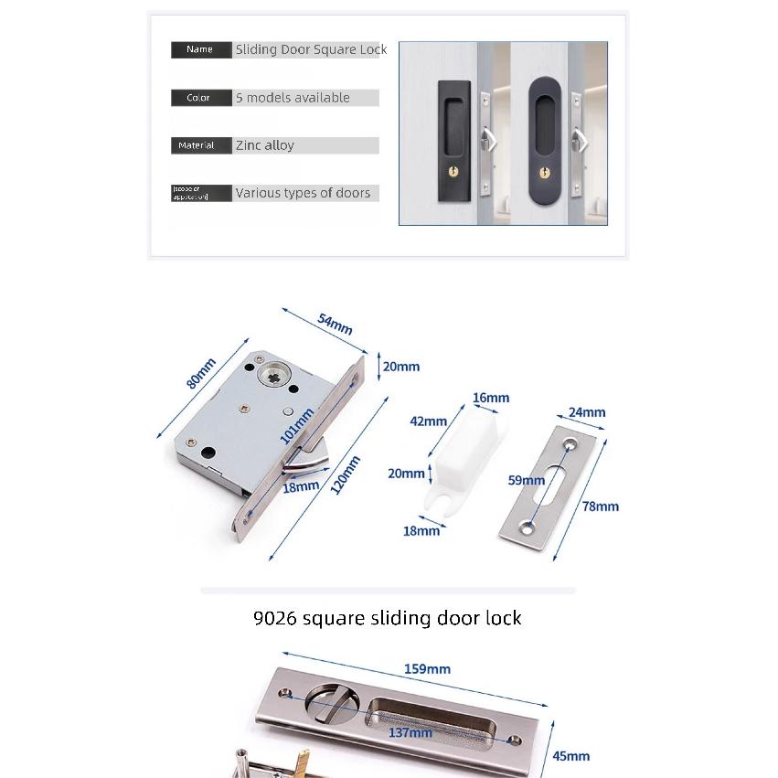 Invisible Door Lock Balcony Wooden Sliding Door Lock With Key Kitchen Bedroom Sliding Door Sliding Door Built-in Hook Lock