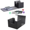 Card Deck Box Magnetic Flap Lid Large Capacity PU Leather Card Storage Case for Game Cards Tarot Cards Black