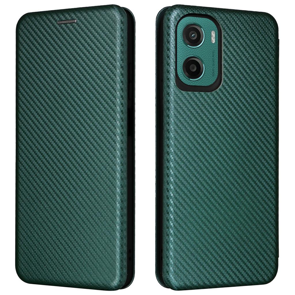 For Motorola Moto G05 4G/E15 4G Case Carbon Fiber Texture Drop-Proof PU Leather Phone Cover