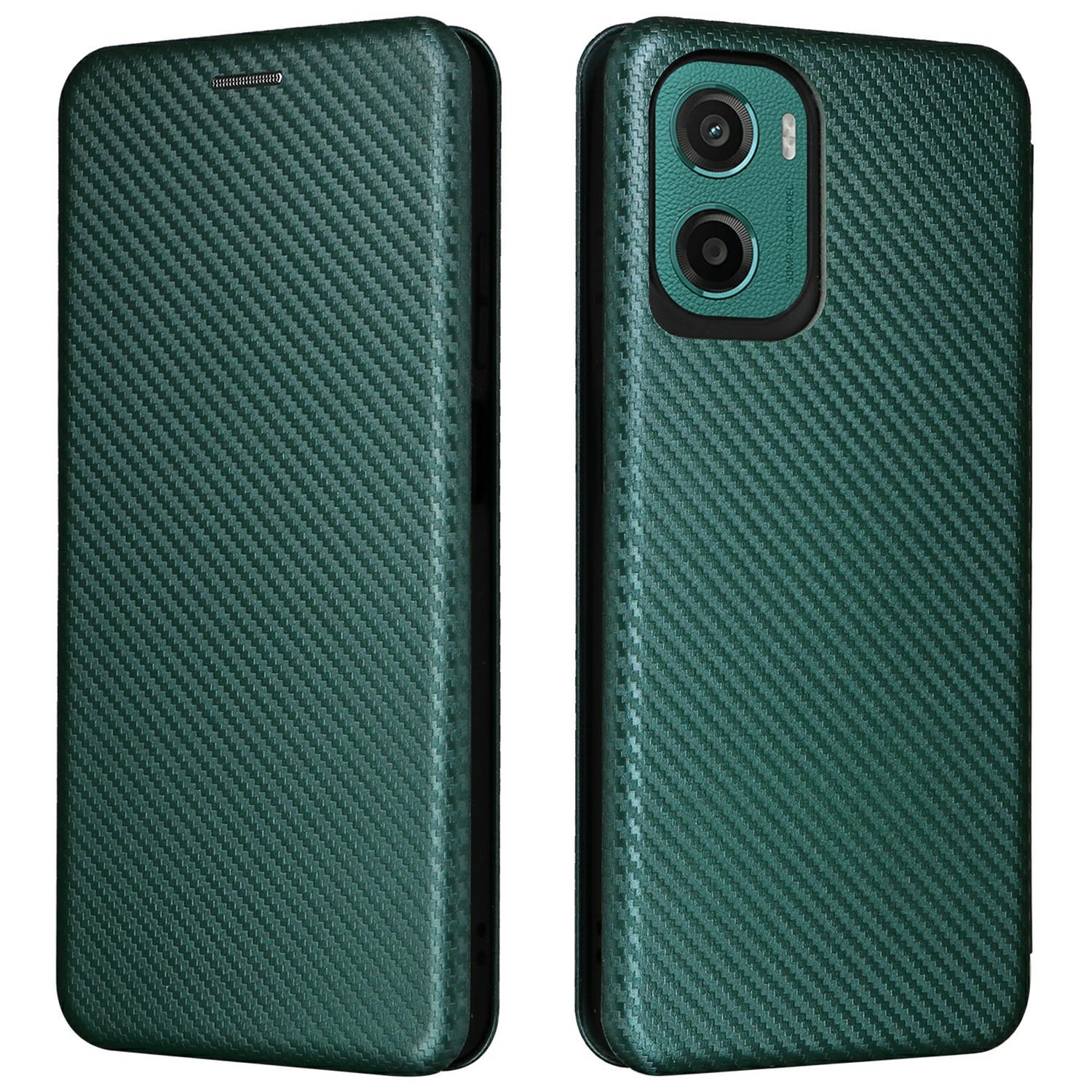 

Чехол для Motorola Moto G05 4G/E15 4G с текстурой углеродного волокна, противоударный, из ПУ кожи, чехол для телефона Green