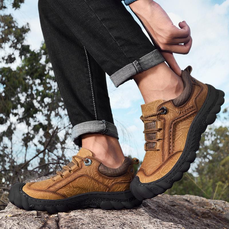 Fashion Men Shoes High Quality Hiking Shoes Trekking Sneakers Shoes Men Comfortable Ankle Boots Genuine Leather Handmade Casual Footwear