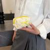 Quilted Lattice Quilted Cosmetic Pouch Embroidered Bowknot Earphone Storage Case Teenage Girls