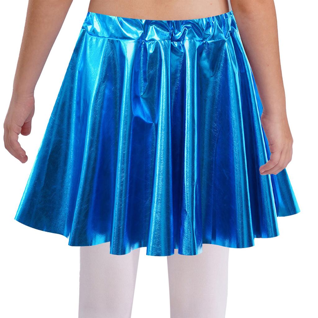 Girls Performance Skirt Elastic Waist Shiny Bronzing Material Dance Practice Costume Bottom