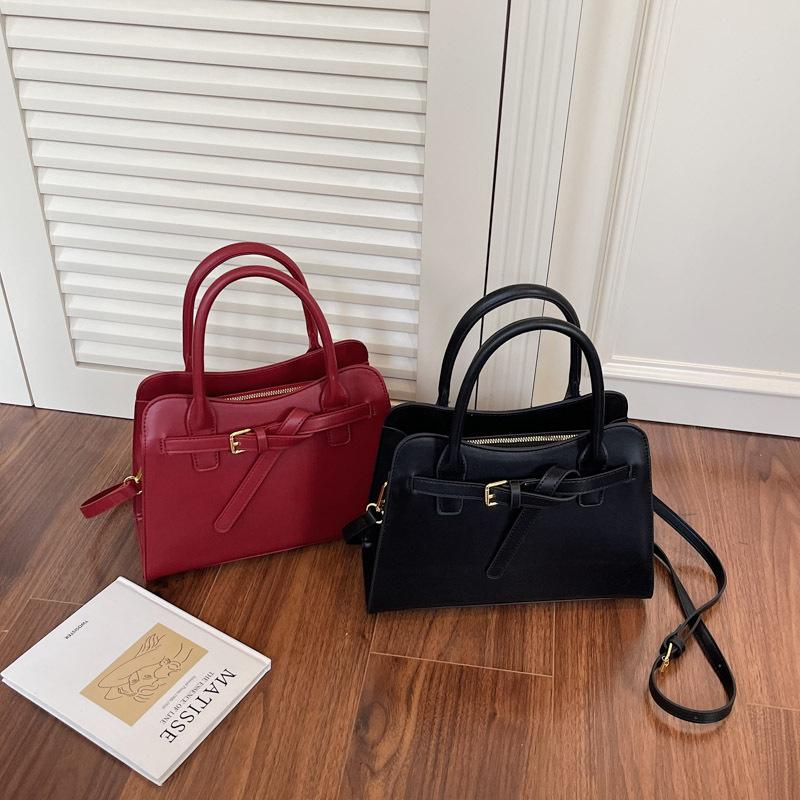 New high-end solid color retro temperament lady bag portable shoulder messenger women's bag