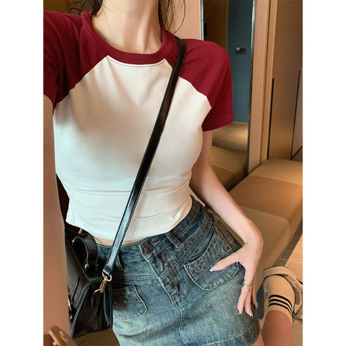 Women's Korean Version of Fashion Pure Desire Style Wear Spice Girl Short-sleeved T-shirt Women's Summer Niche Top Bottoming Shirt