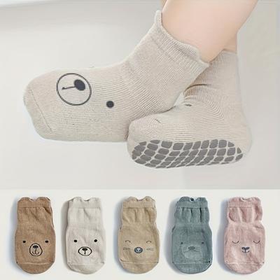 1 Pairs Toddler Baby Non-slip Socks Large Area Adhesive Non-slip  Socks, Cute Baby Socks With Grips Crew Socks Floor Socks