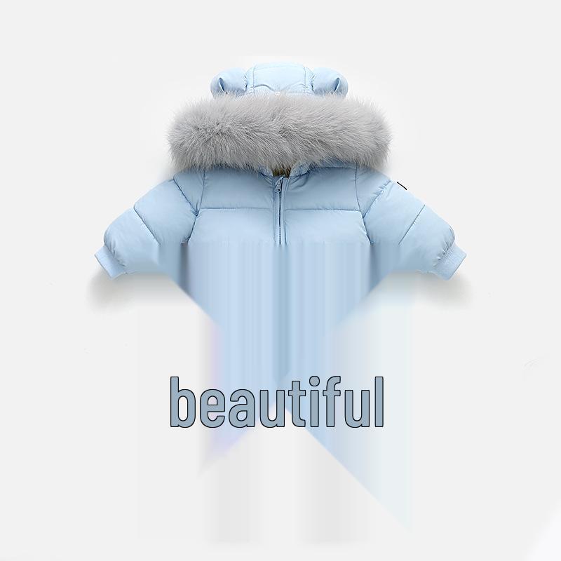 Winter Baby Jumpsuit with Fur Collar and Velvet Lining