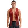 Herren Westliche Cowboy Weste Kunstleder Quasten Design Nieten Fransen Weste Offen Vorne Ärmellose Jacke