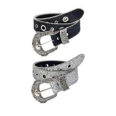  Girl Waistbelt Women Decorative Belt for Pants Skirt Fashion Shimmering Belt Subculture Belt Elegant Sequined Belt
