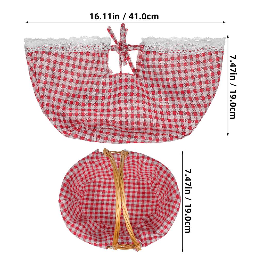 Rattan Basket Liner Replacement Cloth Insert Washable Reusable Farmhouse Decorative Picnic Basket Liner for Wicker Storage