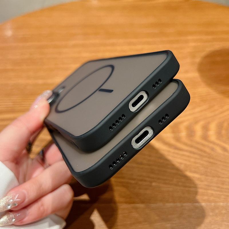 For MagSafe Wireless Charge Slim Phone Case For iPhone 16 Pro Max 16E 15 Pro 14 13 Soft Edge Shockproof Matte Clear Magnetic Back Cover