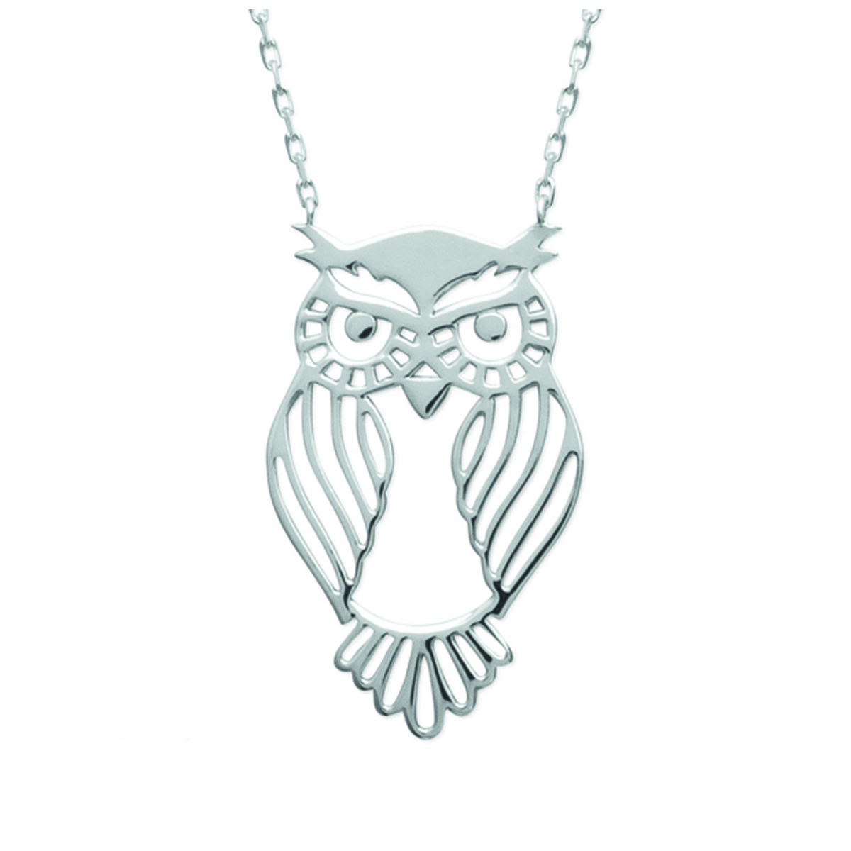 

Les Trésors De Lily [N3038] - Collier Argent Chouette argenté (rhodié) - 30x18 mm