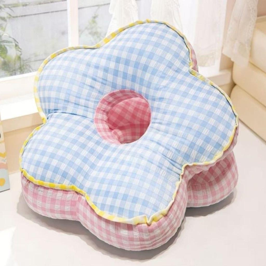 Grid Flower Office Nap Pillow: Soft Face Down, Neck Support for Desk or Chair
