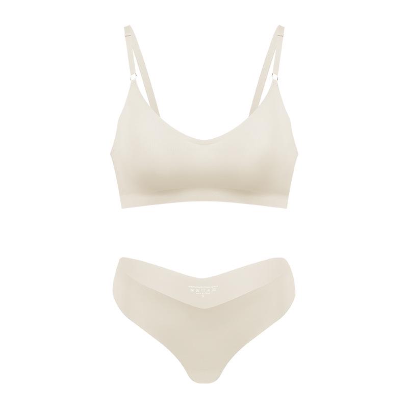 Nahtloses Push-Up-Set aus Eis-Seide für Damen - Atmungsaktiv, V-Ausschnitt, Sportlich, Brust minimierend