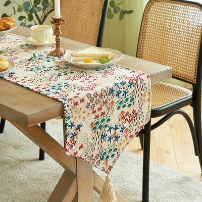 Vintage American Jacquard Table Runner Nordic Sideboard Flag Fabric Coffee TV Console Long Tablecloth