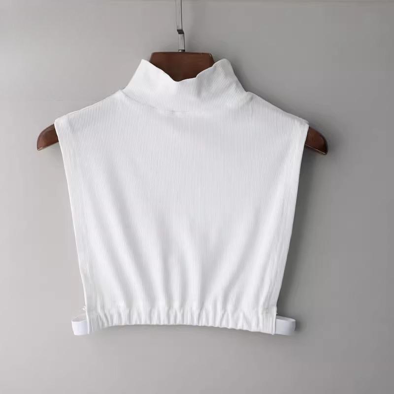 Women Elatic Vest Style Fake Collar High Round Neck Detachable Collar Woman Solid Color Shirt Winter Warm Neck Scarf