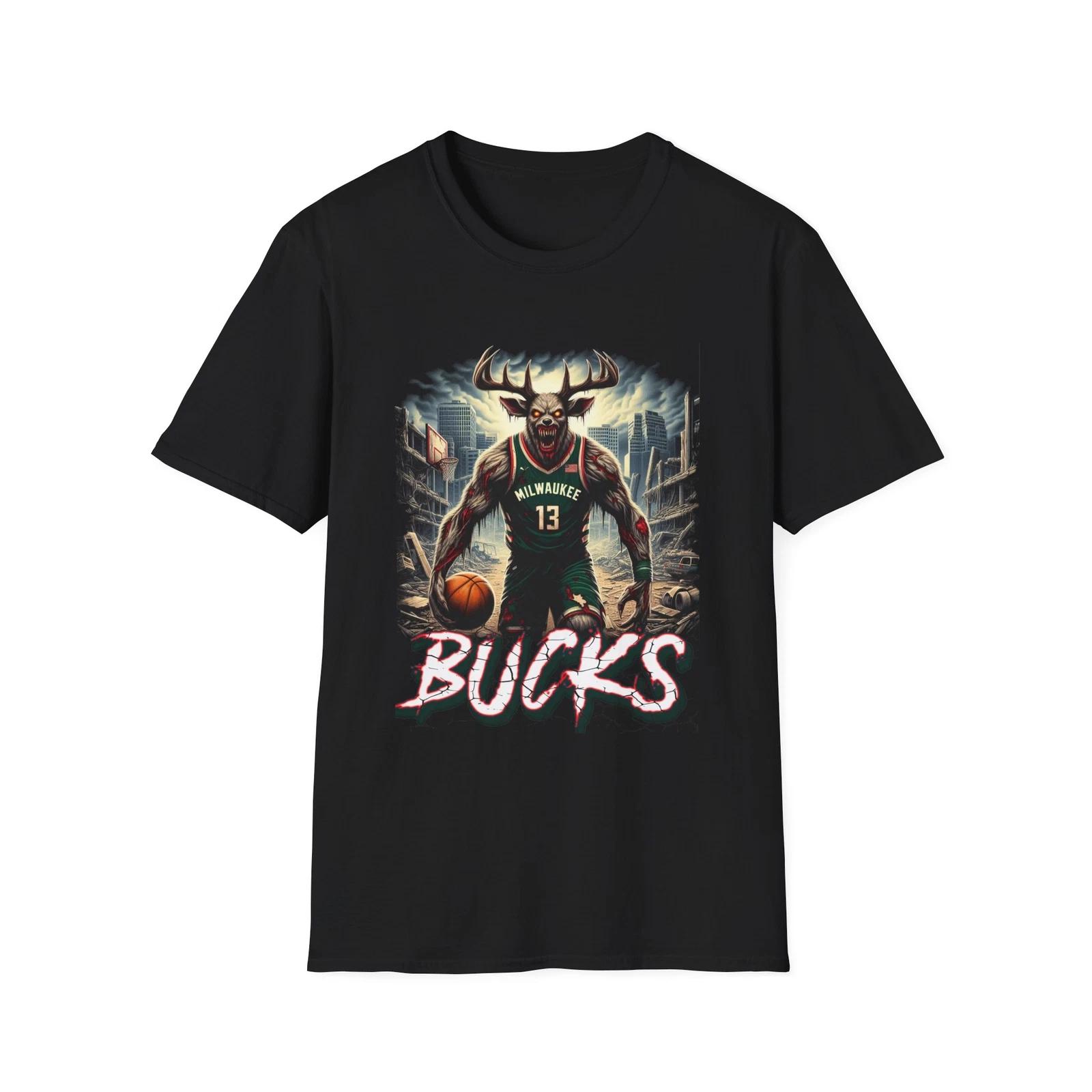 Бойся оленей - Хоррор-микс футболка Milwaukee Bucks M