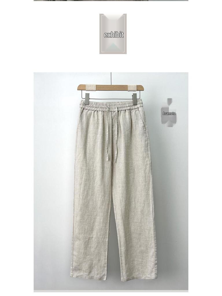Men's High-End Pure Linen Summer Pants - Loose, Wide-Leg, Straight-Cut Style