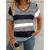 2026 New Fashion Women's Casual Versatile Square Pattern Short Sleeve V-Neck T-Shirt
